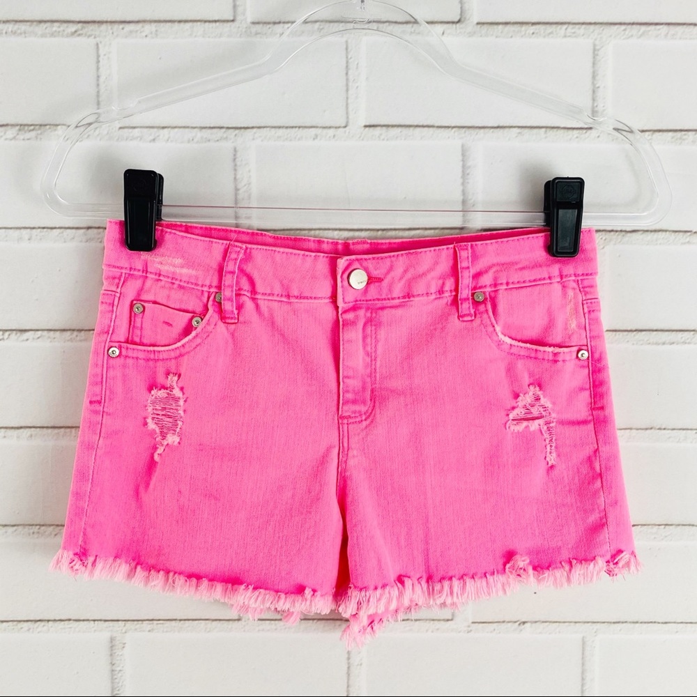 Tractr Pink Denim Frayed Shorts Nordstrom